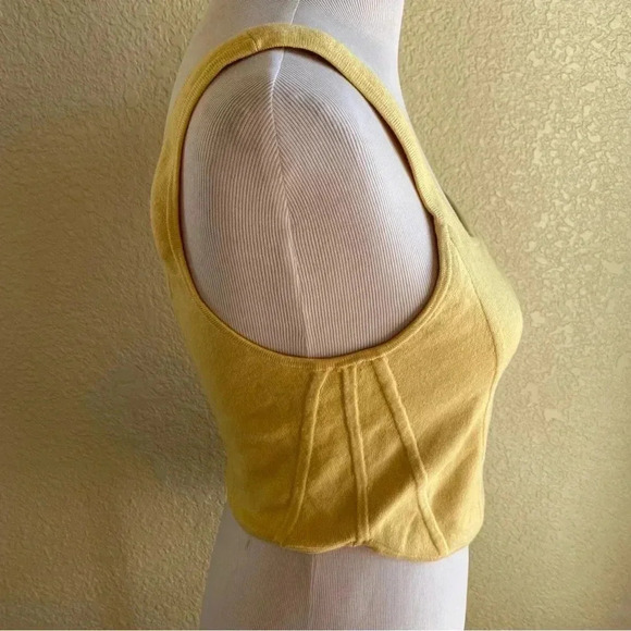Aritzia Wilfred Natalie Knit Bustier Tank Top Crop Wheat Yellow: XL - Picture 4 of 9